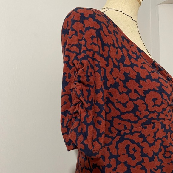Boden Women's Ruched Jersey Midi Dress Spiced Apple Abstract UK12R‎ US8R - Picture 7 of 12
